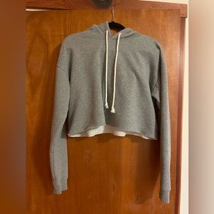 Grey Oversized Cropped Hoodie by Wild Fable Size Medium